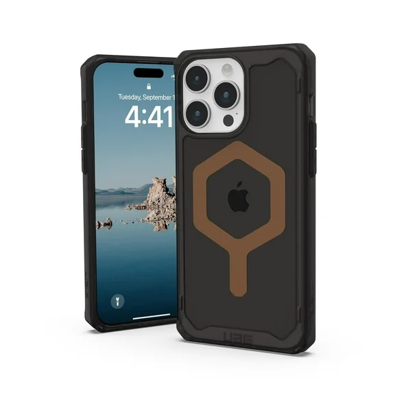 UAG Case Compatible with iPhone 15 Pro Max Case 6.7" Plyo Black/Bronze Built-in Magnet Compatible with MagSafe Charging Rugged Anti-Yellowing Transparent Clear Protective Cover by URBAN ARMOR GEAR