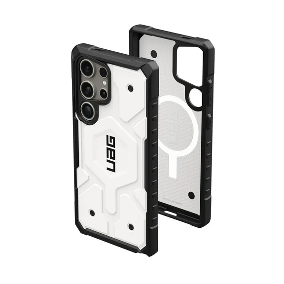 UAG Designed for Samsung Galaxy S24 Ultra Case 6.8" Pathfinder White, Magnetic Charging Rugged Military Drop-Proof Impact Resistant Non-Slip Protective Cover
