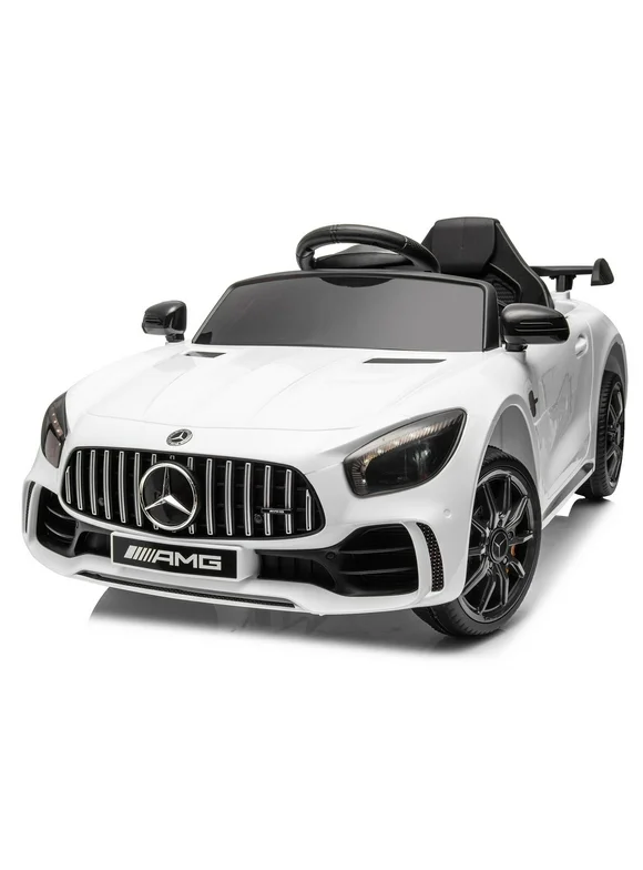 UBesGoo 12V Licensed Mercedes-Benz Electric Ride on Car Toy for Toddler Kid w/ Remote Control, LED Lights, White