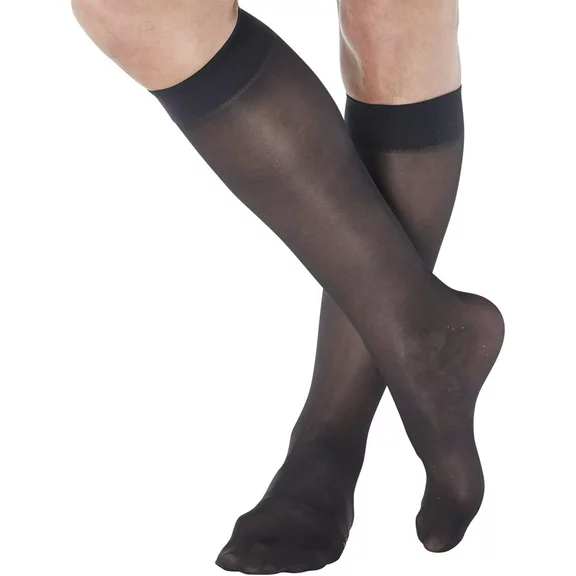 USA Made Knee High Compression Socks Women 8-15mmHg by Absolute Support - Black, X-Large