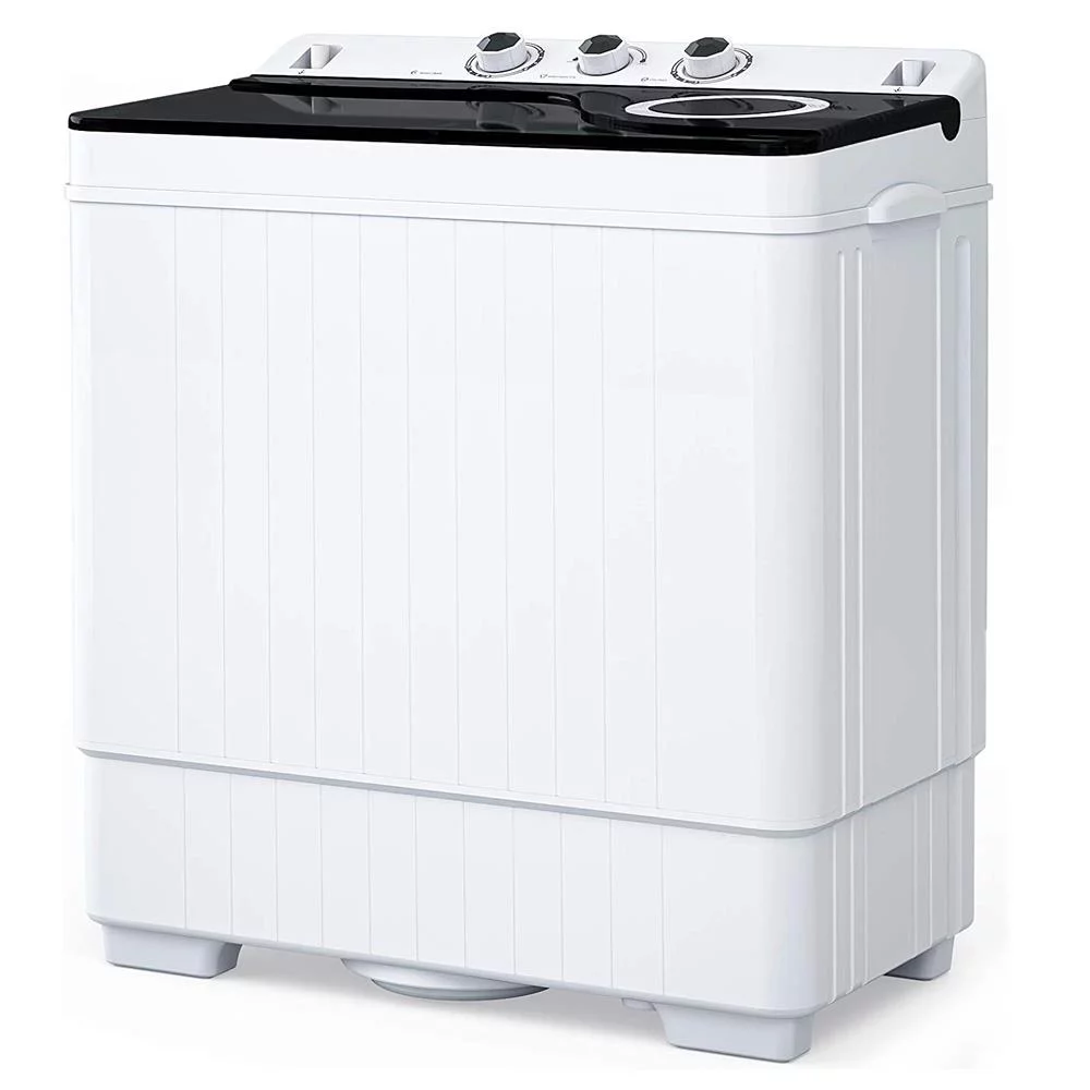 UbesGoo Portable Washing Machine, 26lbs Compact Twin Tub Wash& Combo for Apartment, Dorms, RVs, Camping and More, White&Black
