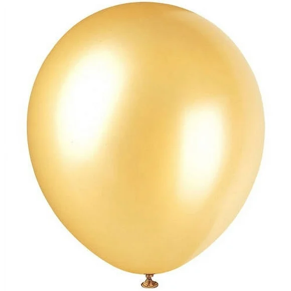 Unique Industries Latex Pearlized 16.0" Gold Solid Print Birthday Balloons, 72 Count