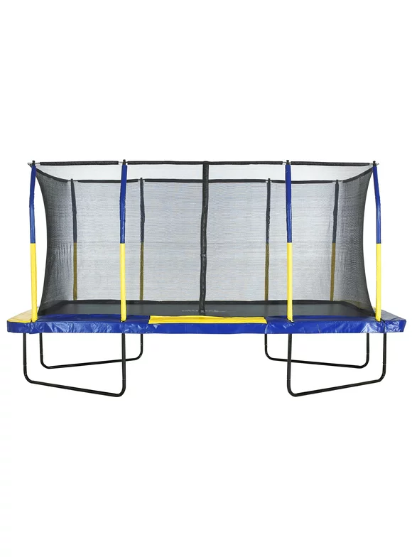Upper Bounce® 9' X 15' Gymnastics Style, Rectangular Trampoline Set with Premium Top-Ring Enclosure System - Blue/Yellow