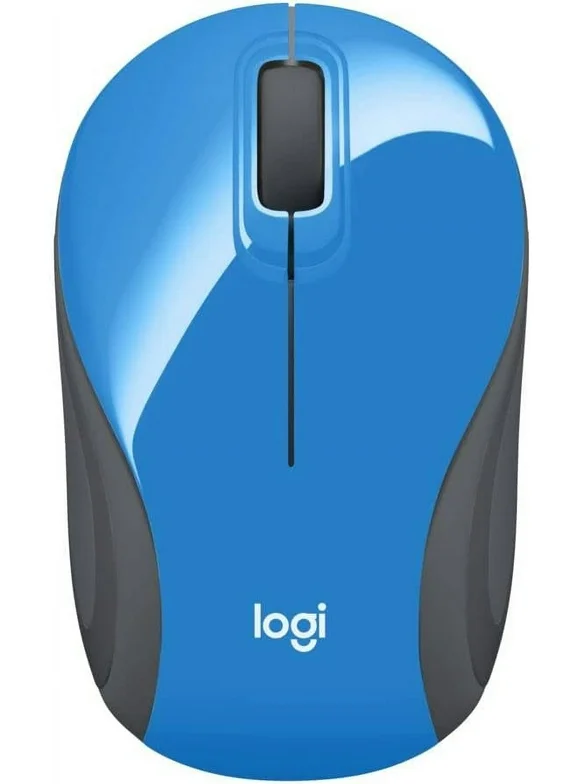 Used Logitech Wireless Mini Mouse M187 Ultra Portable, 1000 DPI Optical Tracking, 3-Buttons, PC/Mac/Laptop - Blue