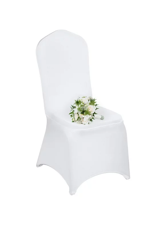 VEVOR 150 PCS White Chair Covers Polyester Spandex Chair Cover Stretch Slipcovers for Wedding Party Dining Banquet Flat-Front Chair Cover
