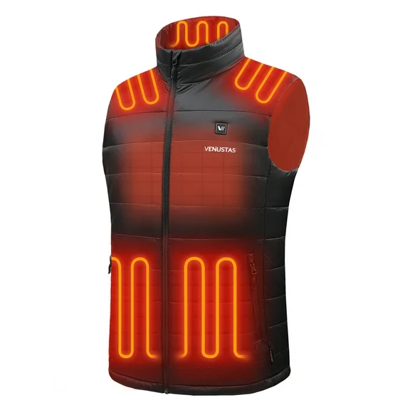 Venustas Men's Heated Vest with Battery Pack 7.4V, Lightweight Heated Vest (Black, L)