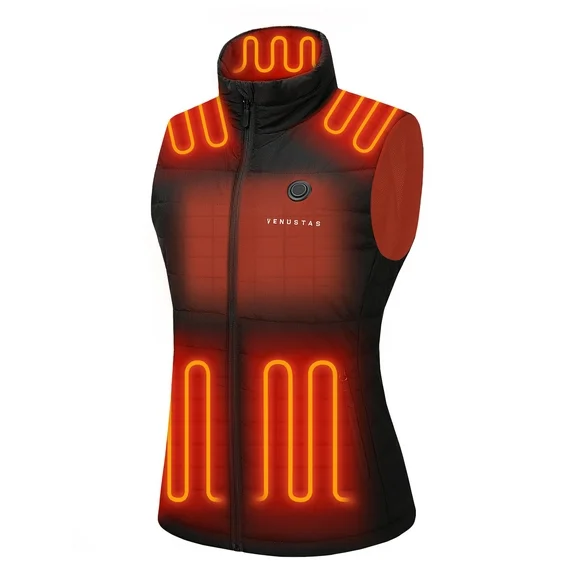 Venustas Women's Heated Vest with Battery Pack 7.4V, Lightweight Heated Vest for Women (Black, S)