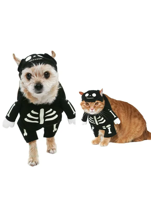 Vibrant Life Halloween Dog Costume and Cat Costume: Skeleton Glow-in-the-Dark, Size Small