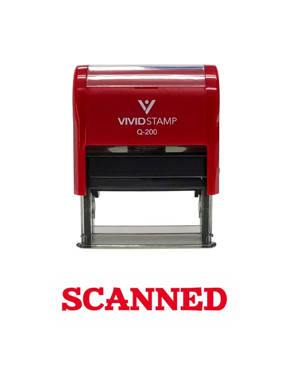 Vivid Stamp Simple SCANNED Office Self-Inking Office Rubber Stamp (Red) - Medium