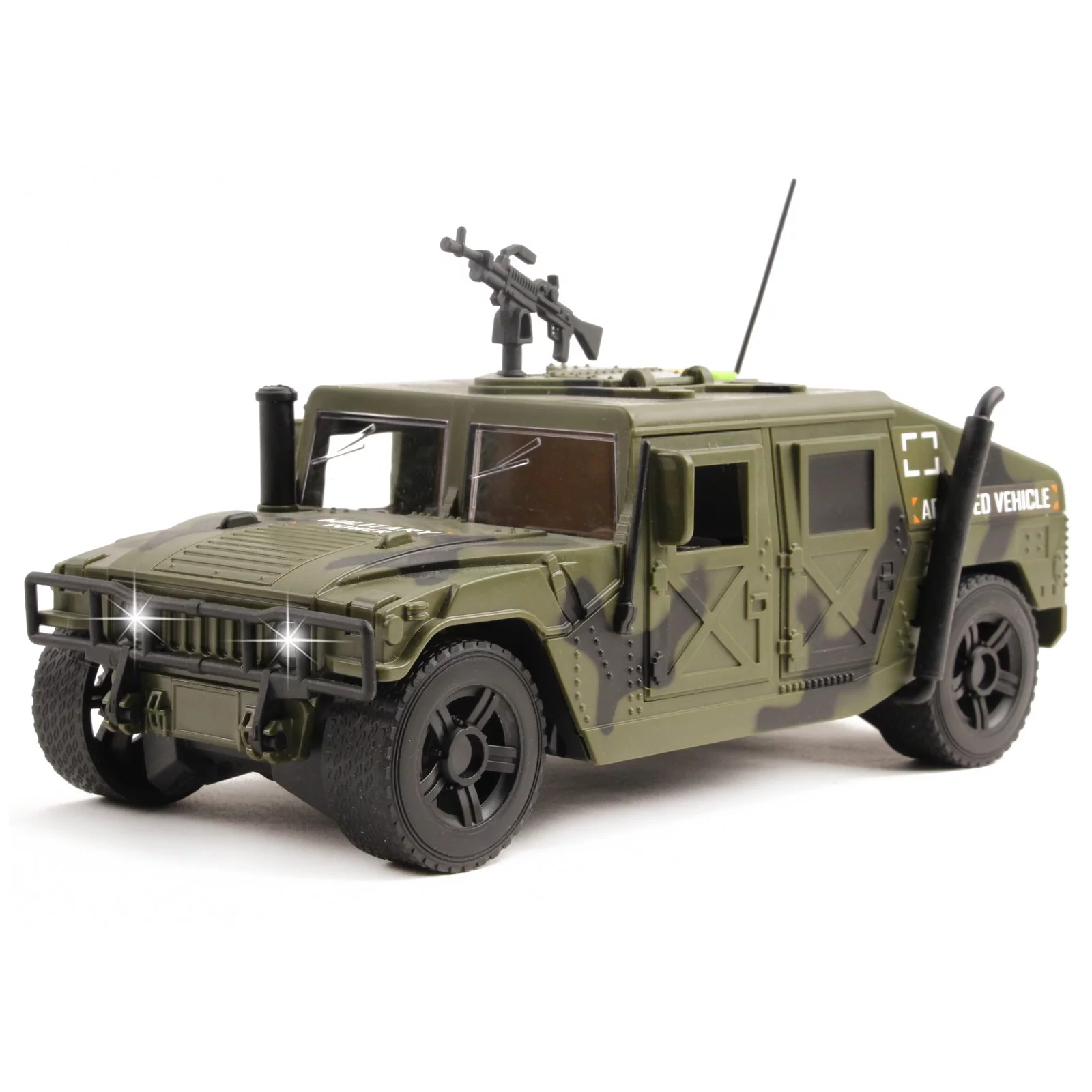 Vokodo Military Humvee Truck Friction Powered With Lights And Sounds Kids Push And Go 1:16 Scale Pretend Play Armored Army Vehicle