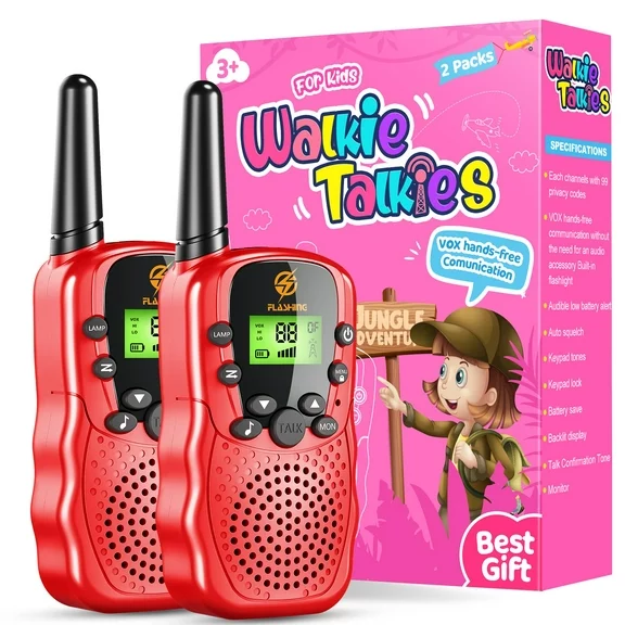 Walkie Talkies for Kid, 2 Way Radio, 3 KM Long Range Toy for Boy Girl 3-15 Years Old, Birthday Gifts for 3-12 Year Old Girls-2 Pack