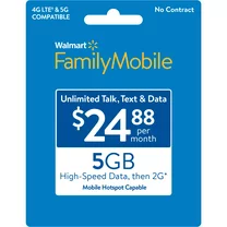 DX Offers Mall Family Mobile $24.88 Unlimited Monthly Prepaid Plan (5GB at High Speed, then 2G*) e-PIN Top Up (Email Delivery)