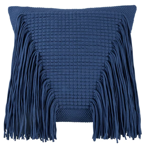 Wanda June Home Jersey Knit Fringe Pillow, 1 Piece, Blue, 18"x18" by Miranda Lambert