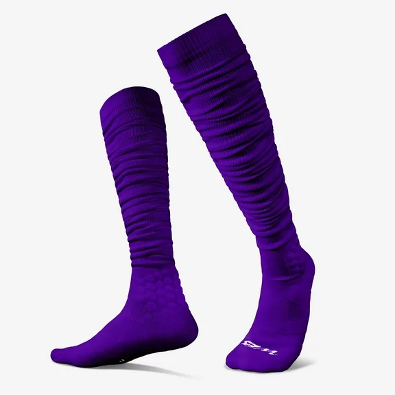 We Ball Sports Scrunch Football Socks, Extra Long Padded Sports Socks for Men & Boys (Purple)