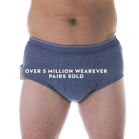 Wearever Men's Incontinence Underwear Open Fly Washable Briefs, Maximum Absorbency Single Pair