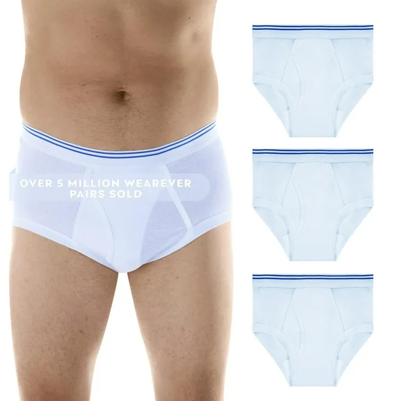 Wearever Men's Incontinence Underwear Washable Bladder Control Briefs, 3-Pack