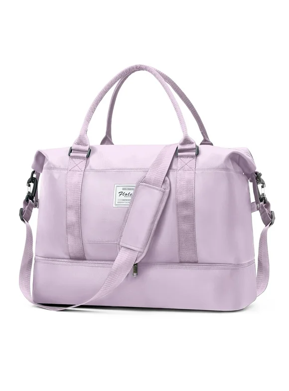 Weekender Bags for Women, Travel Duffel Bags with Shoe Compartment,Personal Item Travel Bag for Airlines, Carry on Overnight Tote Bag for women，Light Purple