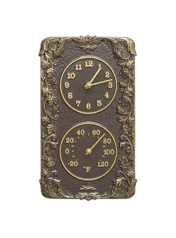 Whitehall Acanthus Clock & Thermometer, French Bronze, 13.5"