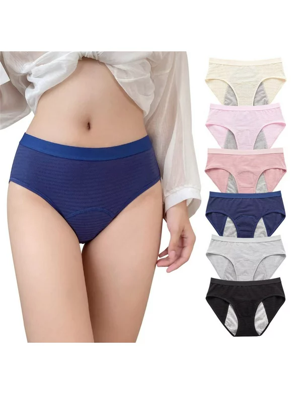 Women Leak Proof Menstrual Panties Middle Waist Breathable Cotton Briefs Physiological Antibacterial Underwear