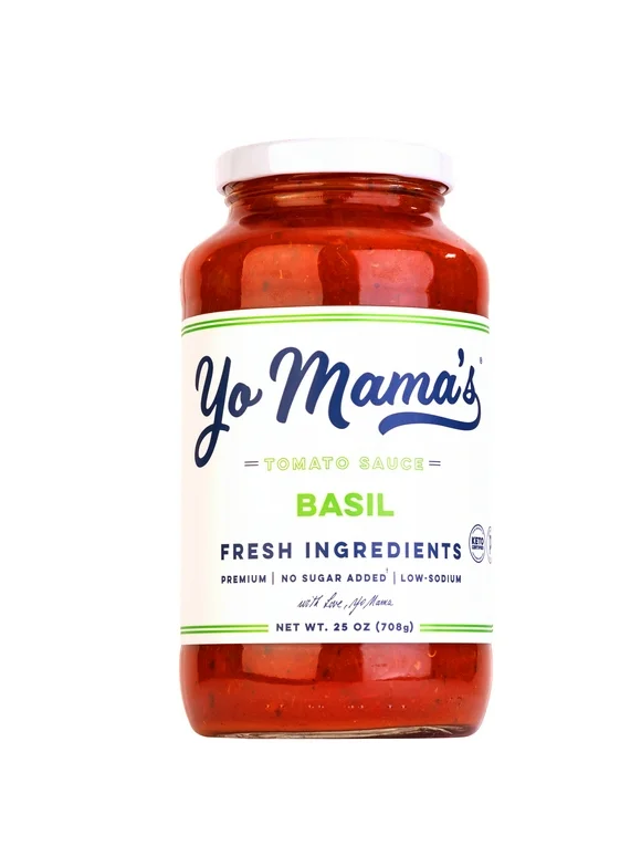 Yo Mama's Foods Gluten-Free, Keto, Tomato Basil Pasta Sauce, 25 oz Jar