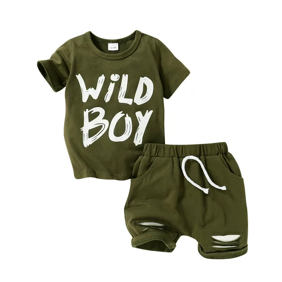 Younger Tree Baby Boy Kid Summer Outfits Set Short Sleeve T-Shirt Shorts Clothes Set for 3-4T
