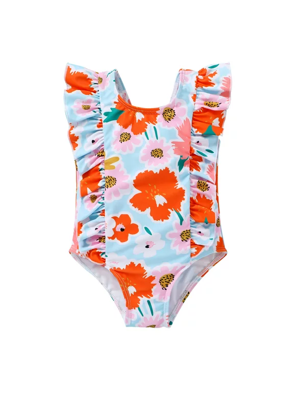 Younger Tree Infant Baby Girl One Piece Swimsuit Toddler Sleeveless Beach Bikini Bathing Swimwear,Size 0 Months-4T