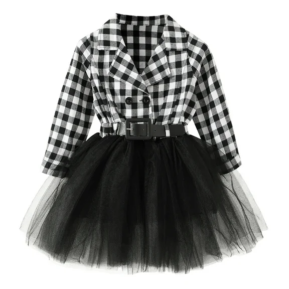 Younger Tree Little Girl Buffalo Plaid Tutu Skirt Party Princess Dress Christmas Clothes Outfits