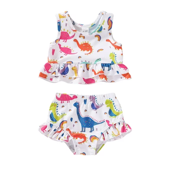 Younger Tree Toddler Baby Girls 2PCS Swimsuit Infant Summer Sleeveless Beach Bikini Swimwear Bathing Suit for 18-24 Months