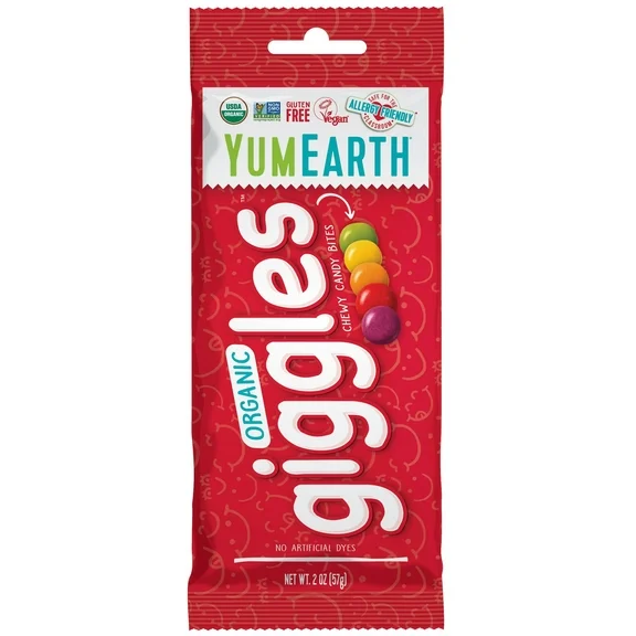 YumEarth Organic Fruit Flavor Giggles Chewy Candy, Gluten Free, 2 oz Bag