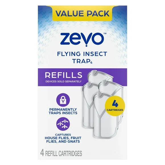 Zevo Flying Insect Trap Refills – 4 Cartridges