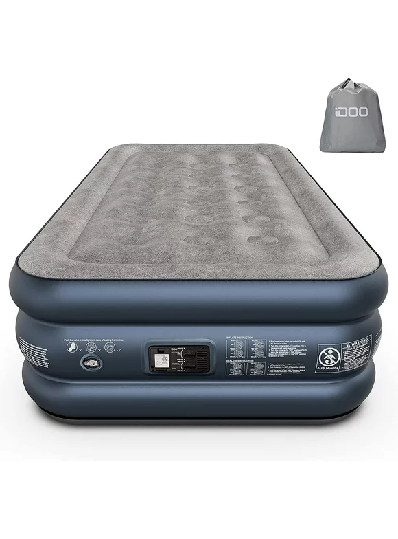 iDOO Air Mattress, Inflatable Airbed with Built-in Pump for Guest Home Camping Travel, 550lb Max, (Twin Size 18")