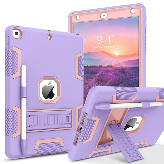 iPad 9th Case/ iPad 8th Case/ iPad 7th Case with Kickstand, GUAGUA iPad 10.2 inch 2021/2020/2019 Model Case, Rugged Hybrid Shockproof Rugged Drop Protection Cover