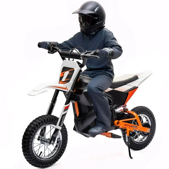 iYofe 24V Dirt Bike for Kids Ride on Motorcycle Powered Electric Motorcycle for Age 13+, Ride on Toy for Boys and Girls, Dual Suspension, White