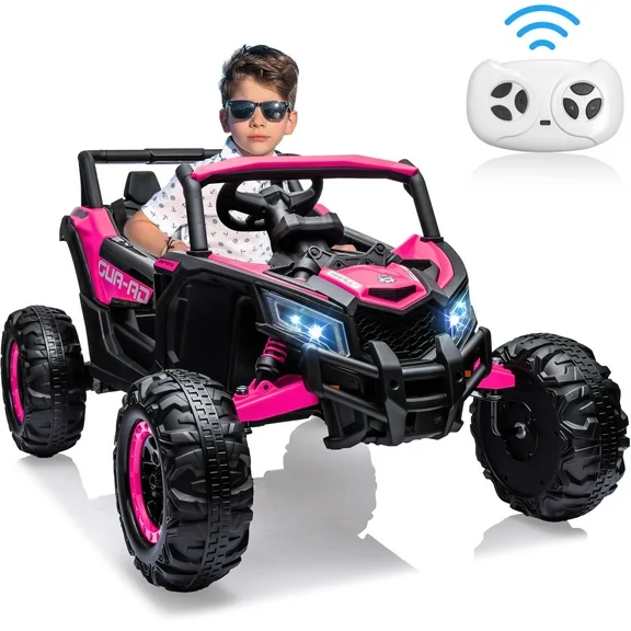 iYofe 24V Ride on UTV Car with Remote Control, Battery Powered Ride on Toys for Kids, 4 Wheels Ride on Vehicle with Music, USB, Bluetooth, Electric Cars for Kids Boys Girls 3-8 Ages Gifts, Pink