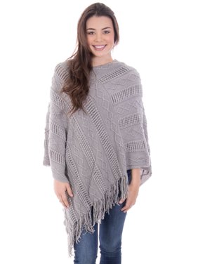 Simplicity Ponchos for Women Sweater Poncho Tassel Pullover Shawl, Grey