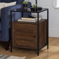 Burke Modern Glass Top Fluted Door End Table by Manor Park